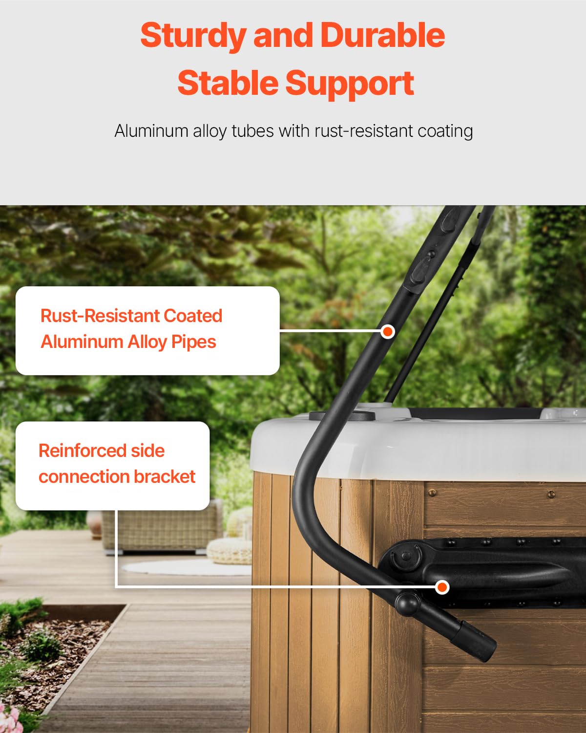 VEVOR aluminum-tube frame provides durable, corrosion-resistant support.