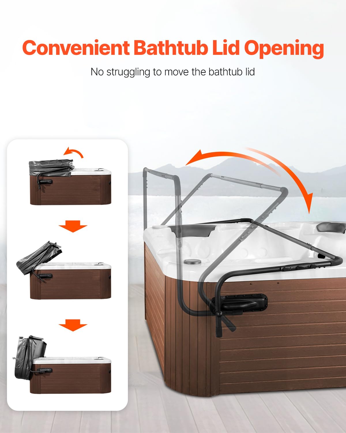 VEVOR adjustable-height lift fits diverse spa sizes for flexibility.