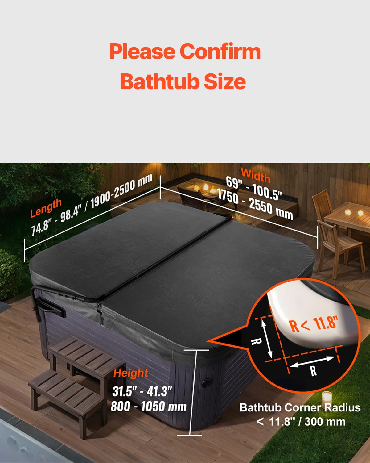 VEVOR wide compatibility supports many rectangular tubs for various setups.