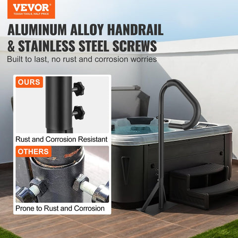 VEVOR handrail height adjustable from 48 to 63 inches for a personalized fit.