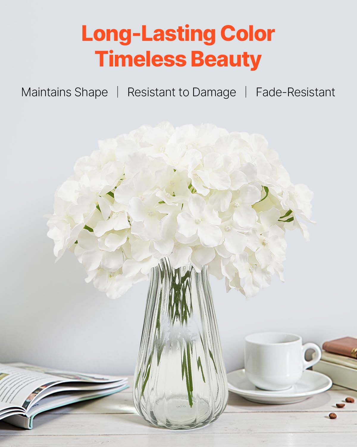 VEVOR hydrangea flower head 6-inch diameter adds lush focal points.