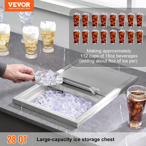 VEVOR ice bin with stainless steel top lid for durability