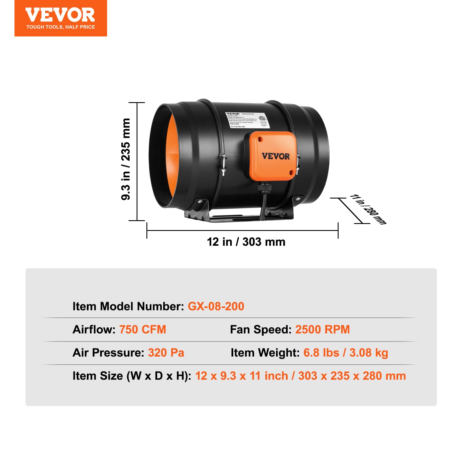 VEVOR inline-duct-fan wall mount kit for versatile placement