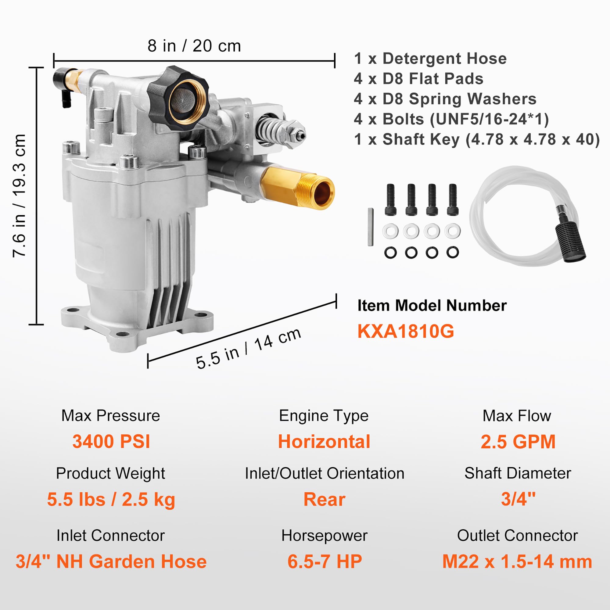 Includes bolts, washers, and shaft key for quick installation.