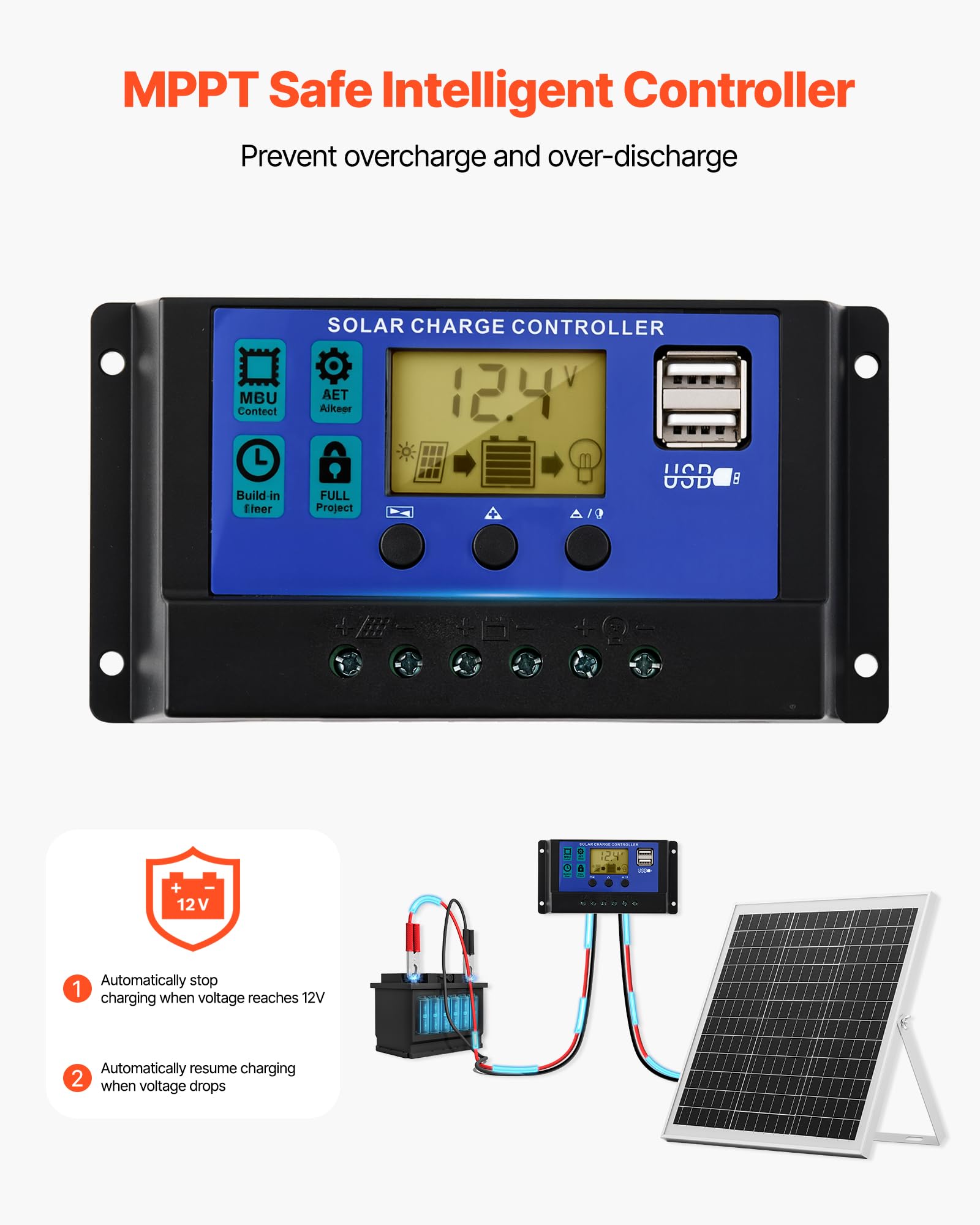 VEVOR IP67 waterproof solar charger ready for rain and sun