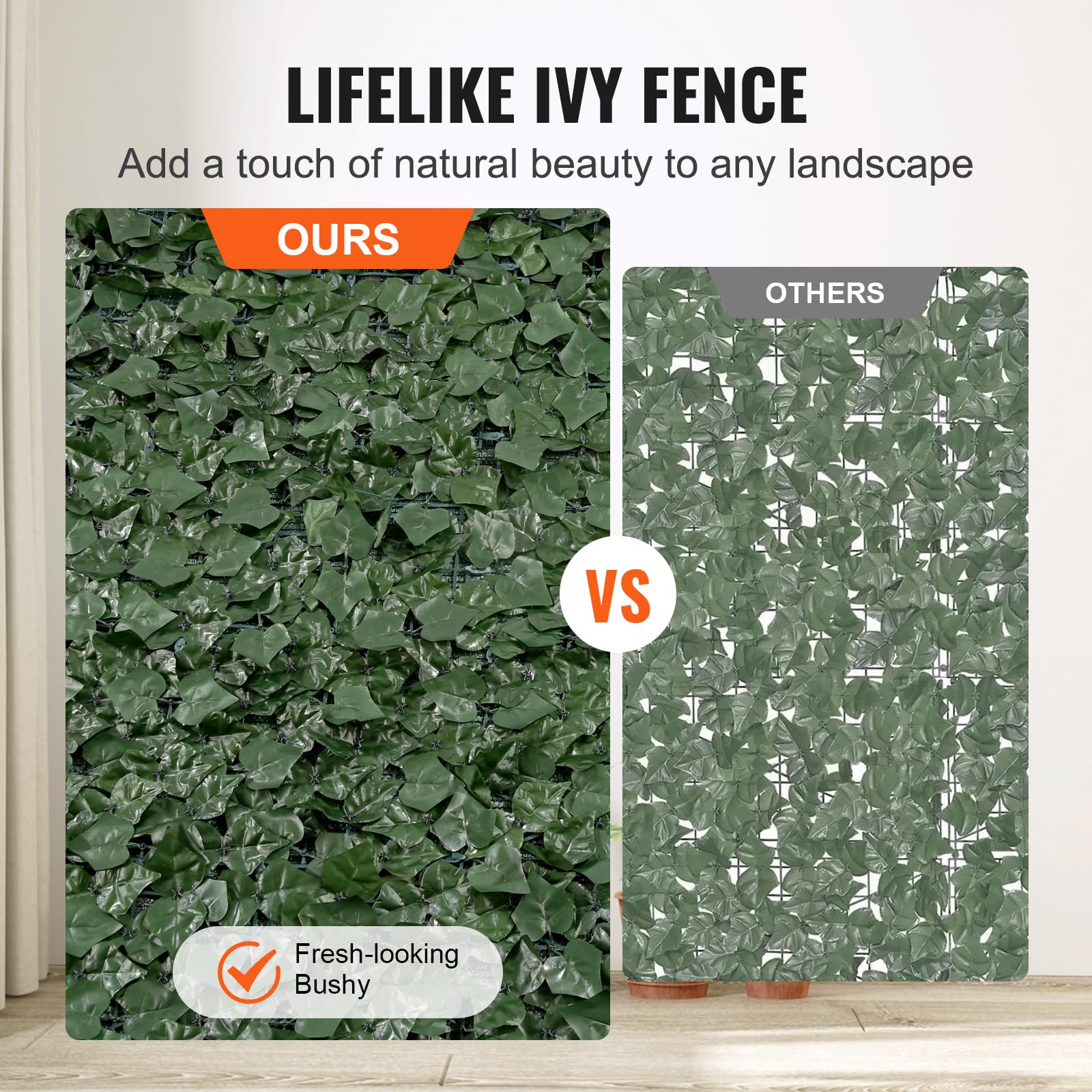 VEVOR artificial ivy panel ready for fence or railing installation.