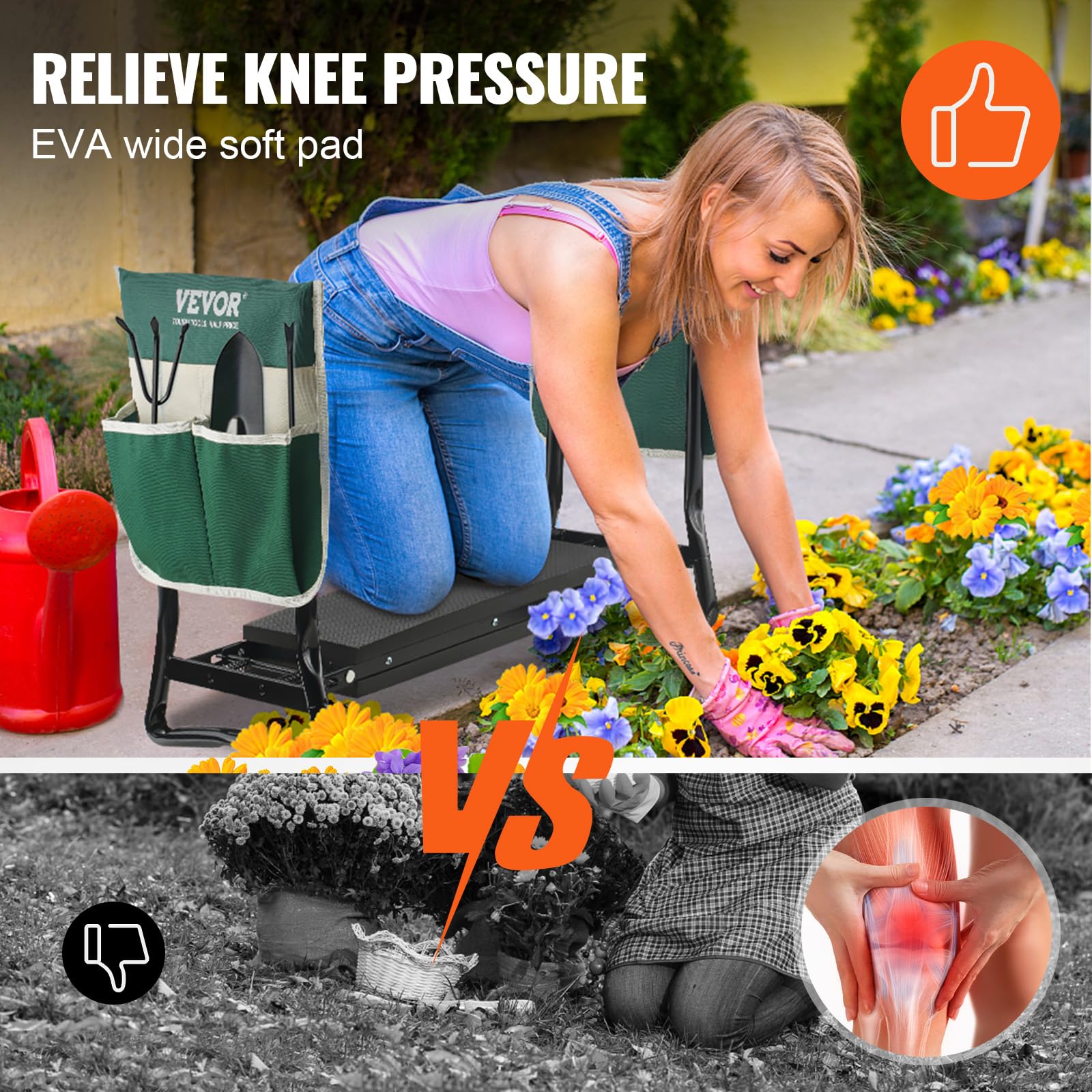 VEVOR garden kneeler steel frame built for stability and durability.