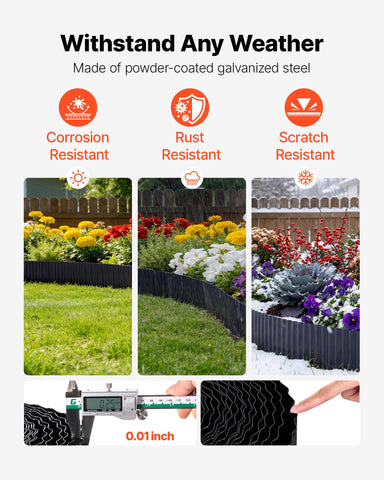 VEVOR landscape edging flexible bend demonstrates smooth curves and sharp angles.