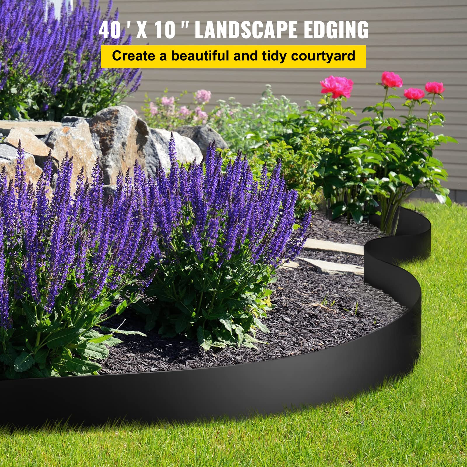 VEVOR landscape edging 40ft roll extends borders for large beds