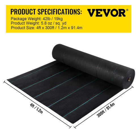 VEVOR landscape fabric laid in a garden bed for weed suppression.