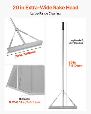 VEVOR Landscape Rake aluminum assembly for quick, durable setup