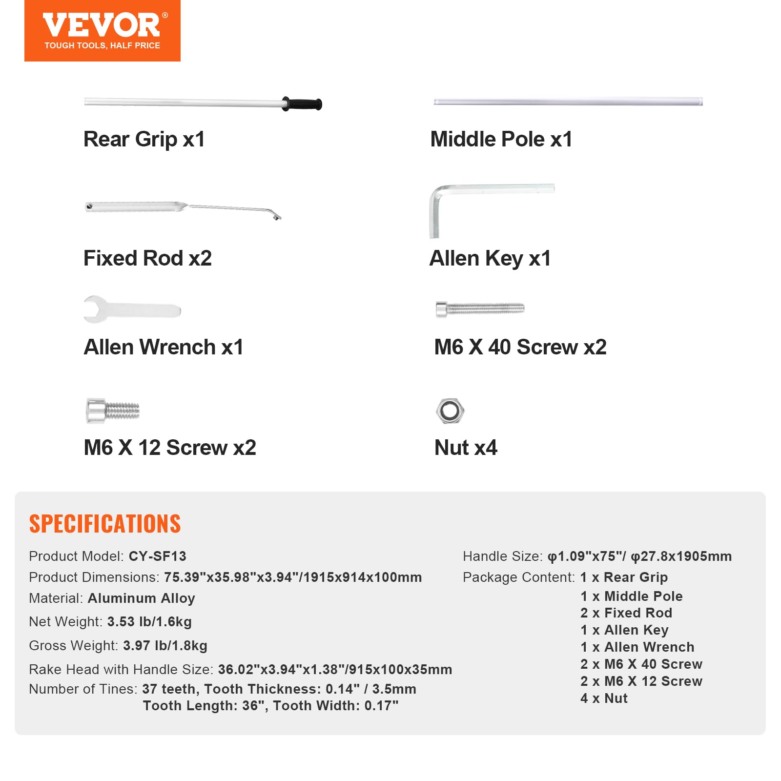 VEVOR aluminum alloy construction resists water, heat, and scratches.