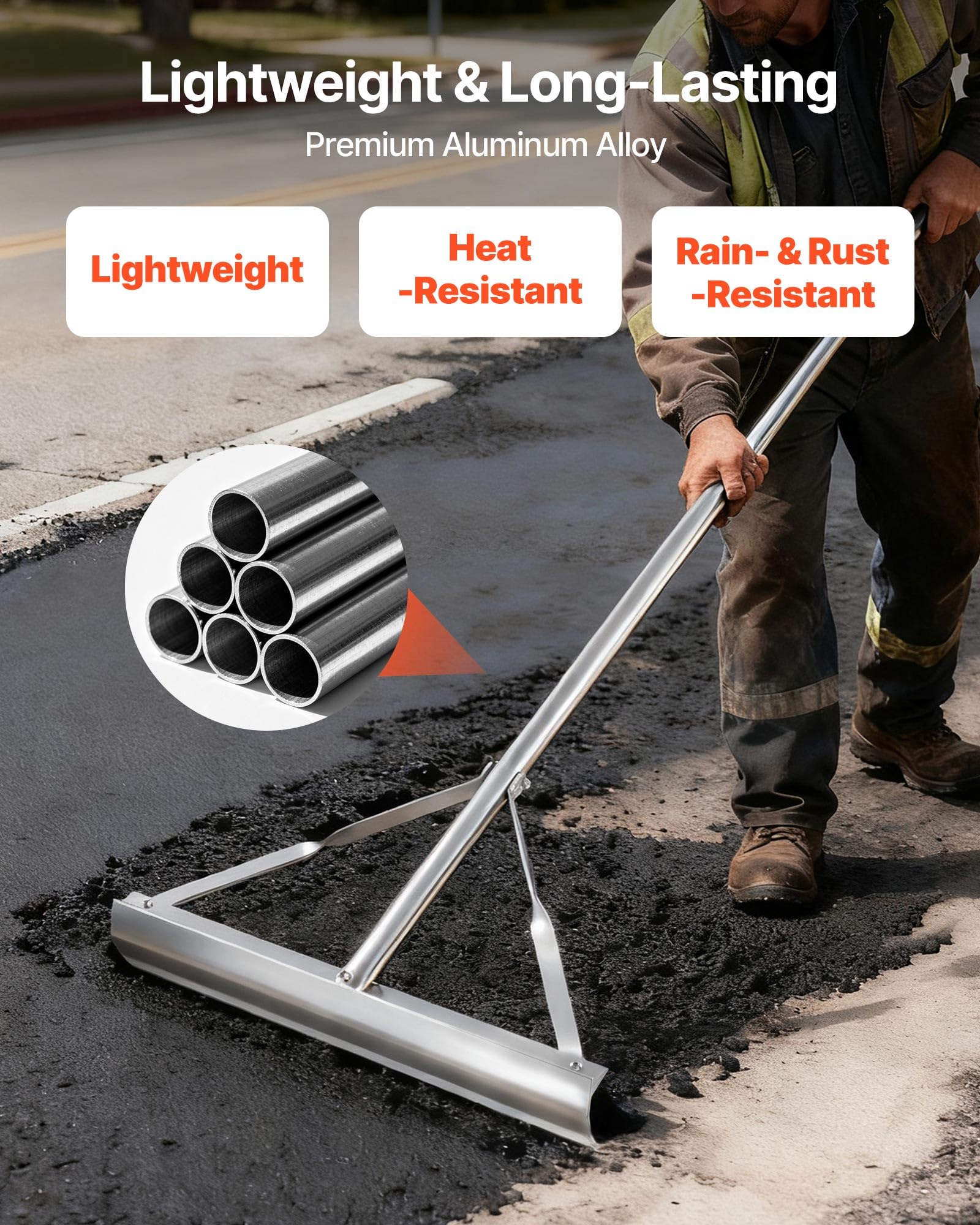 VEVOR Landscape Rake wide head for smooth, even surfaces during leveling
