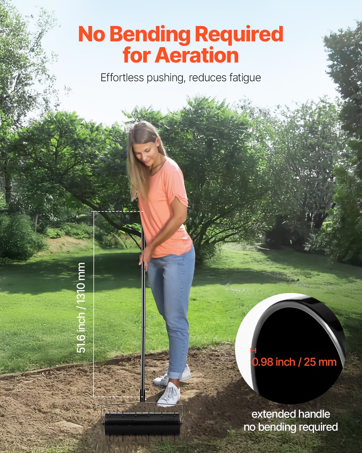 VEVOR lawn aerator with rust-resistant coating for lasting outdoor use
