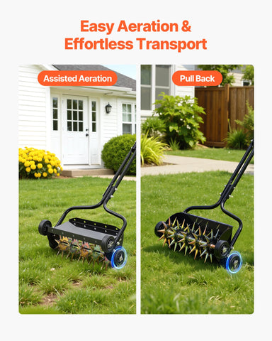 VEVOR lawn aerator spikes penetrate compacted soil for deeper air channels