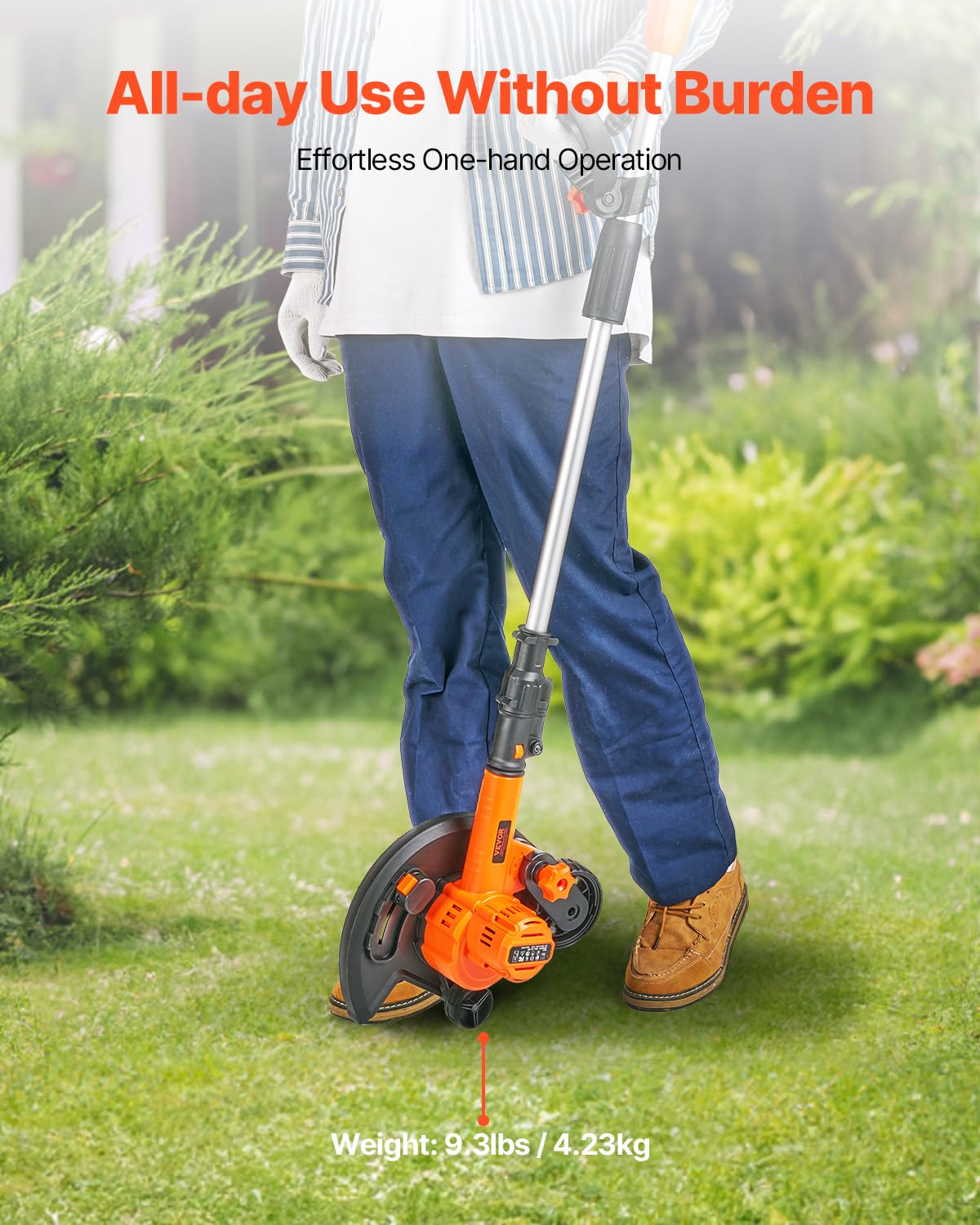 VEVOR Ergonomic handle reduces fatigue during longer edging tasks
