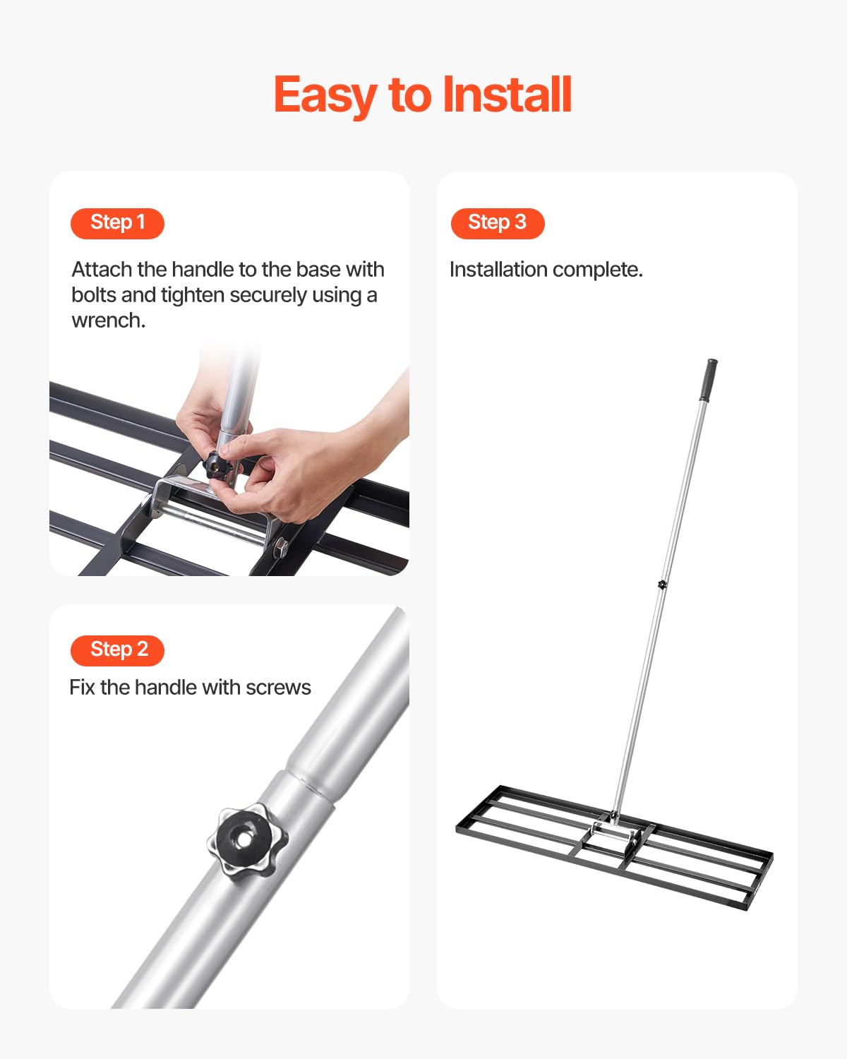 VEVOR three-height adjustable handle supports ergonomic use for different heights.