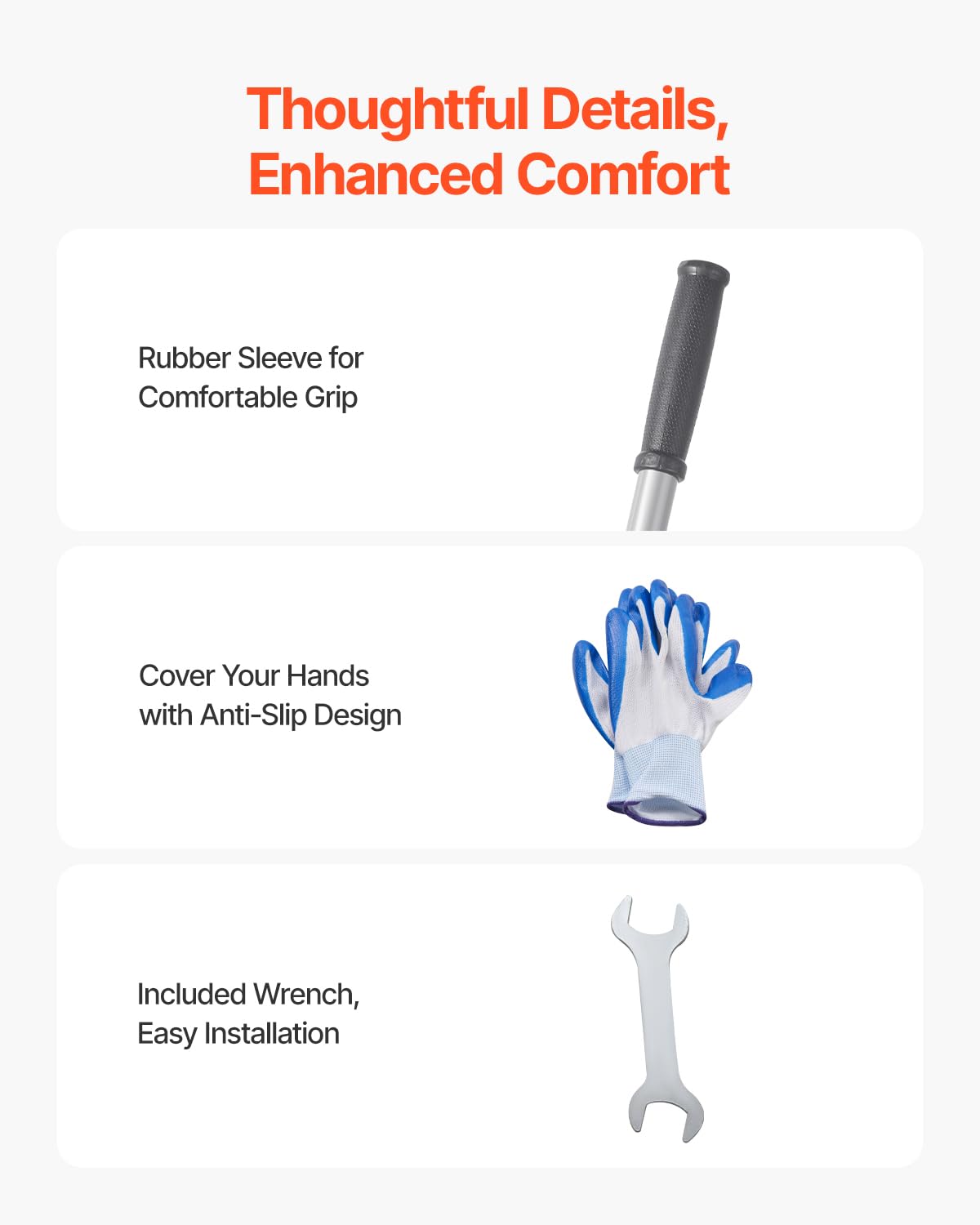 Easy to assemble the VEVOR rake with included wrench and manual