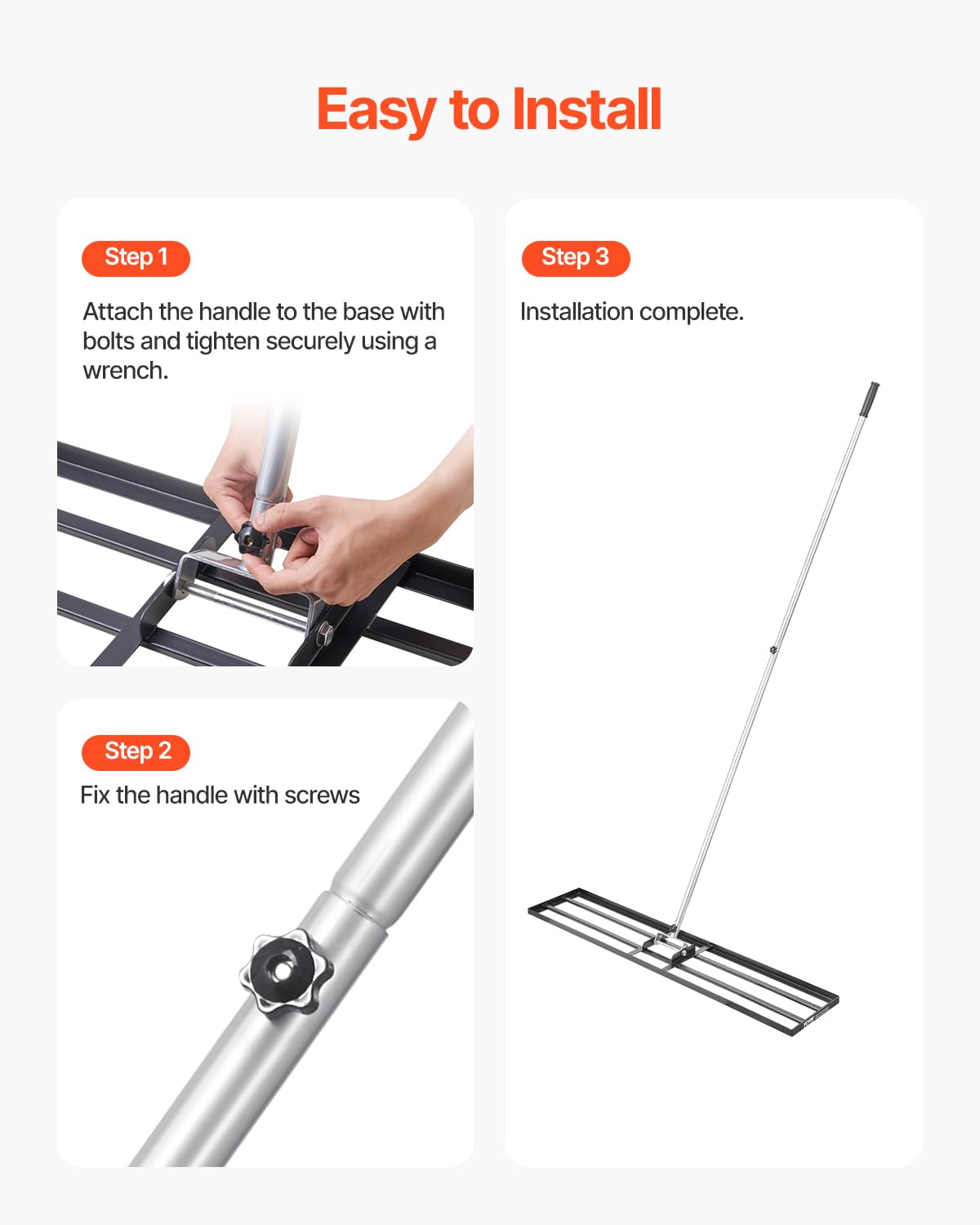 Non-slip rubber sleeve on the VEVOR rake provides secure grip in all weather