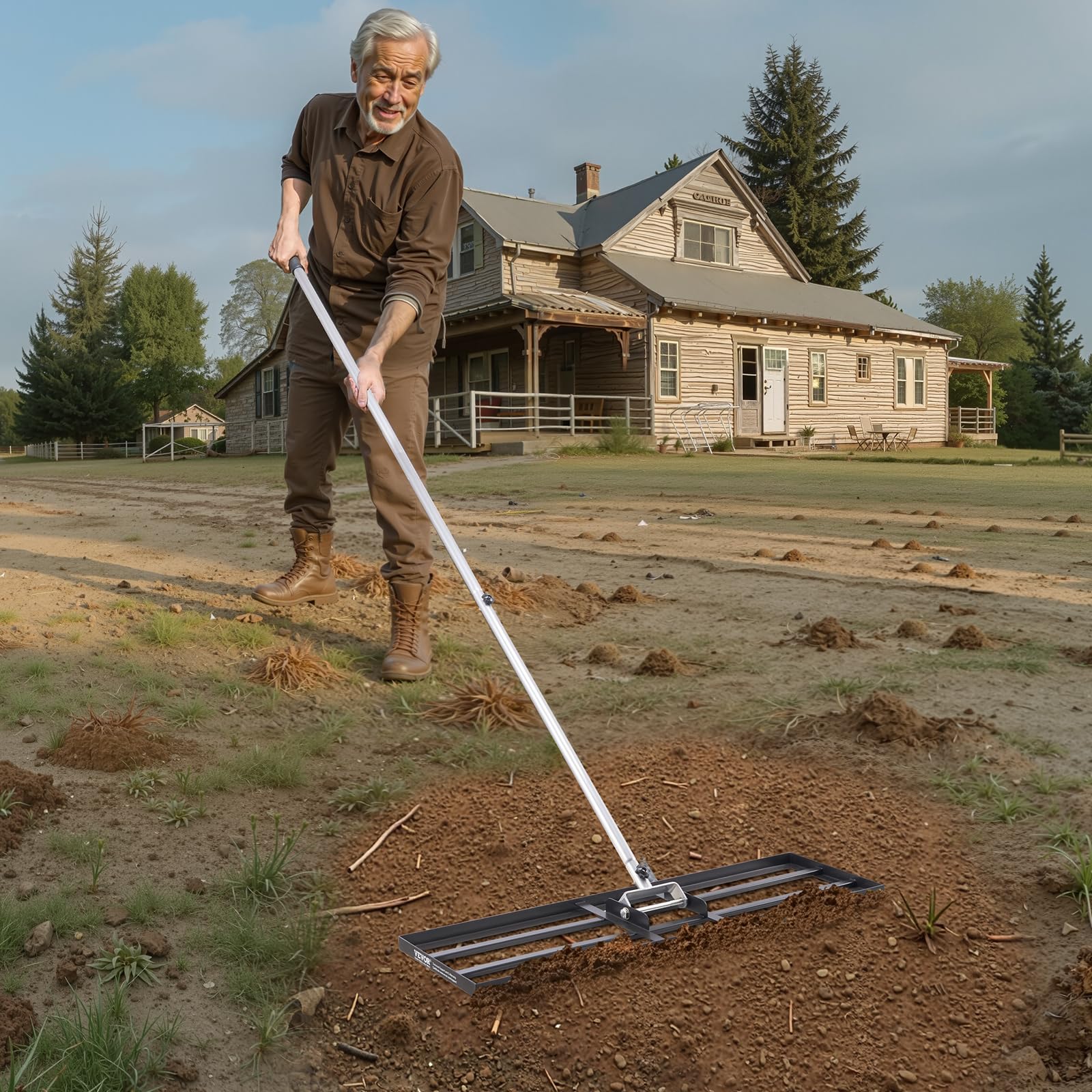 VEVOR lawn leveler suited for lawns, gardens, farms, and golf courses.