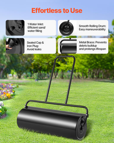VEVOR Lawn Roller sealed bearing system reduces dust and water ingress.