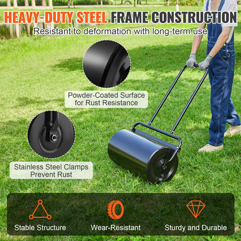 VEVOR lawn roller with sealed plug design to prevent loss during operation