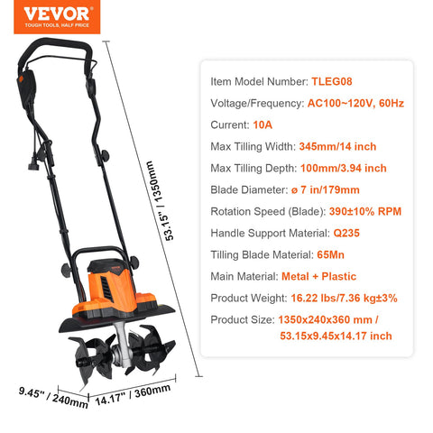 VEVOR lightweight at 16.2 lbs for easy lifting.