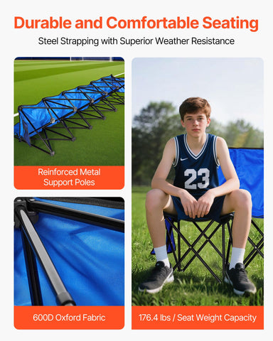 VEVOR lightweight sideline bench blue ready for outdoor events