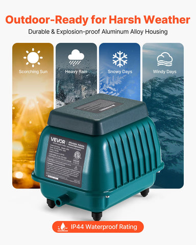 VEVOR Linear Air Pump 1110GPH air diffuser outlet demonstrates strong airflow