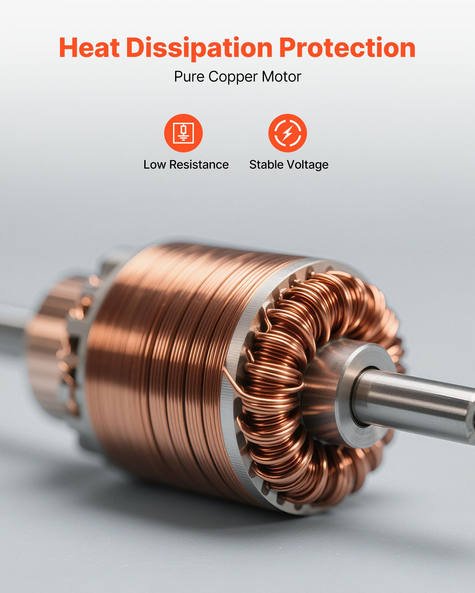 VEVOR Linear Air Pump 1110GPH copper motor close-up illustrating quiet performance