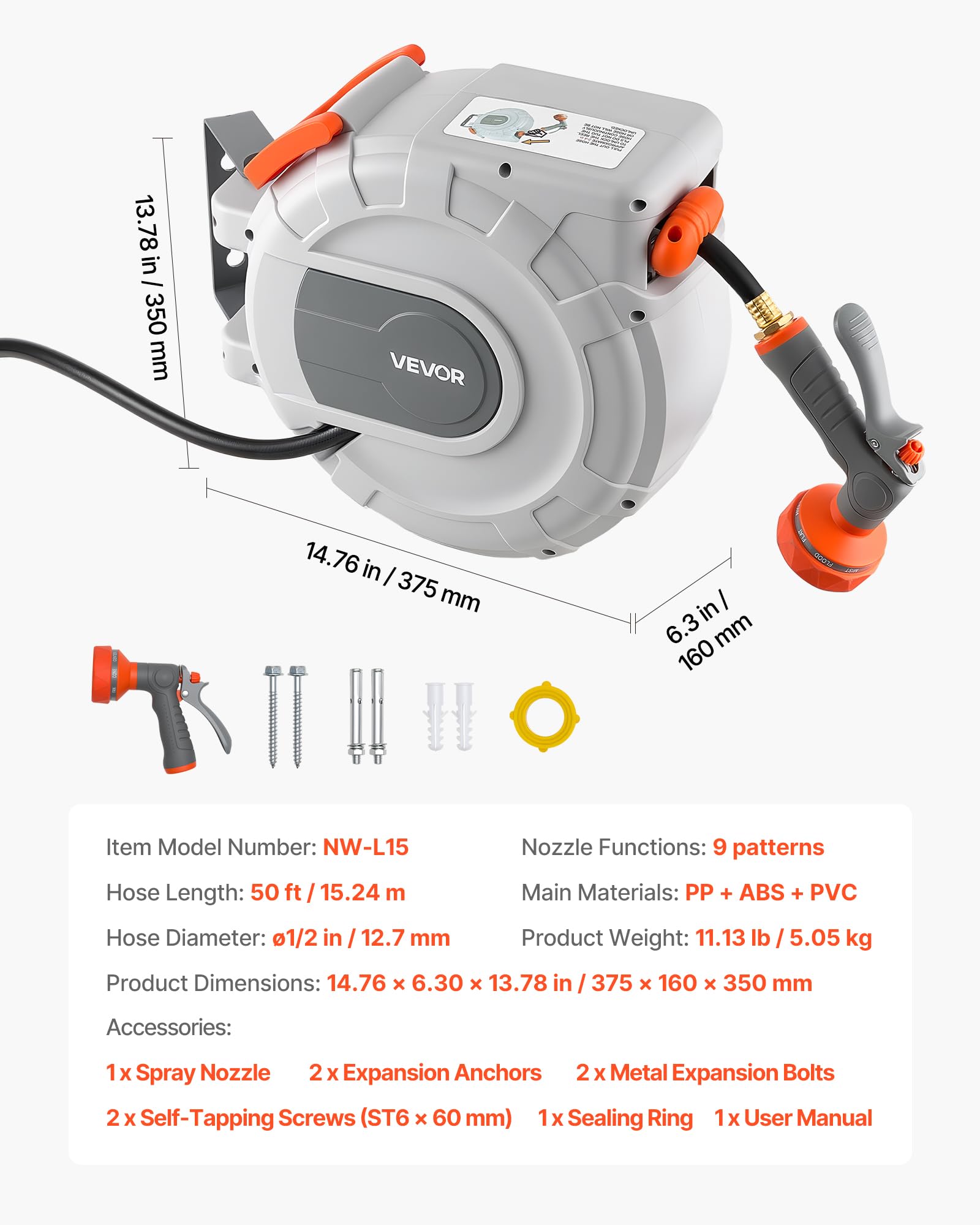 VEVOR lock-at-any-length feature for precise watering.