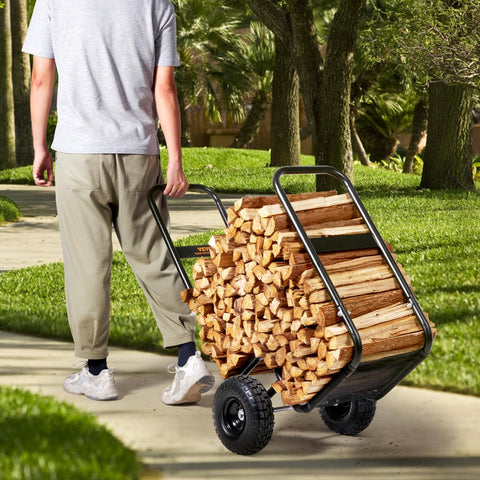 VEVOR Log Cart guardrail design protects contents during transport.