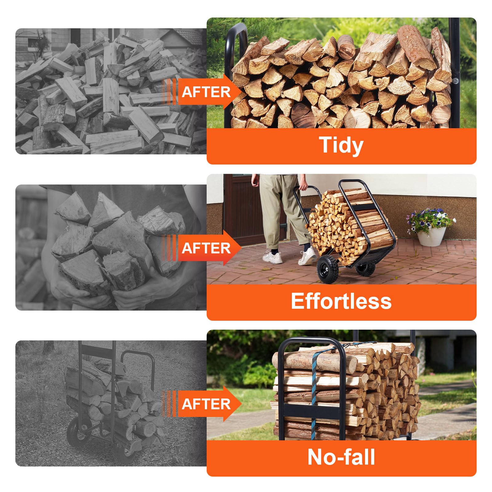 VEVOR Log Cart loading firewood demonstrates generous capacity and easy handling.