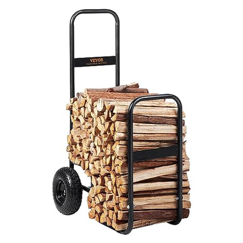 VEVOR Log Cart rust-resistant powder coating withstands outdoor use.