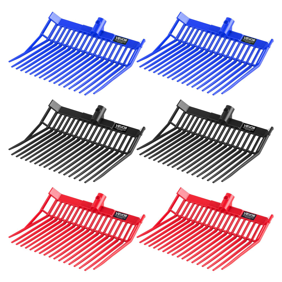 VEVOR manure fork head with 18 angled tines front view for efficient pickup
