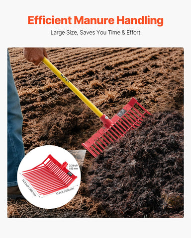 Durable PP plastic VEVOR manure fork head with 18 tines
