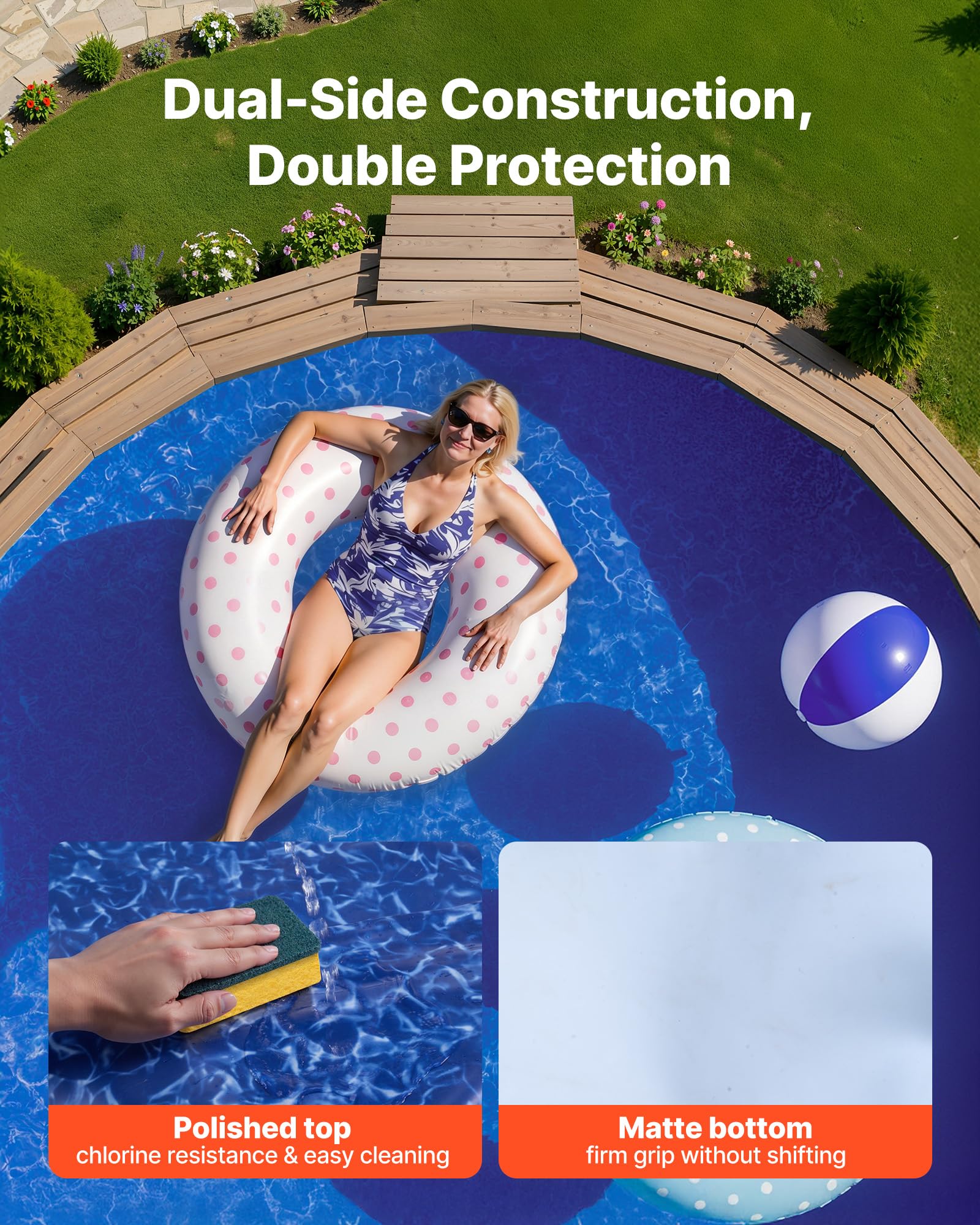 VEVOR matte anti-slip backing helps keep the liner in place