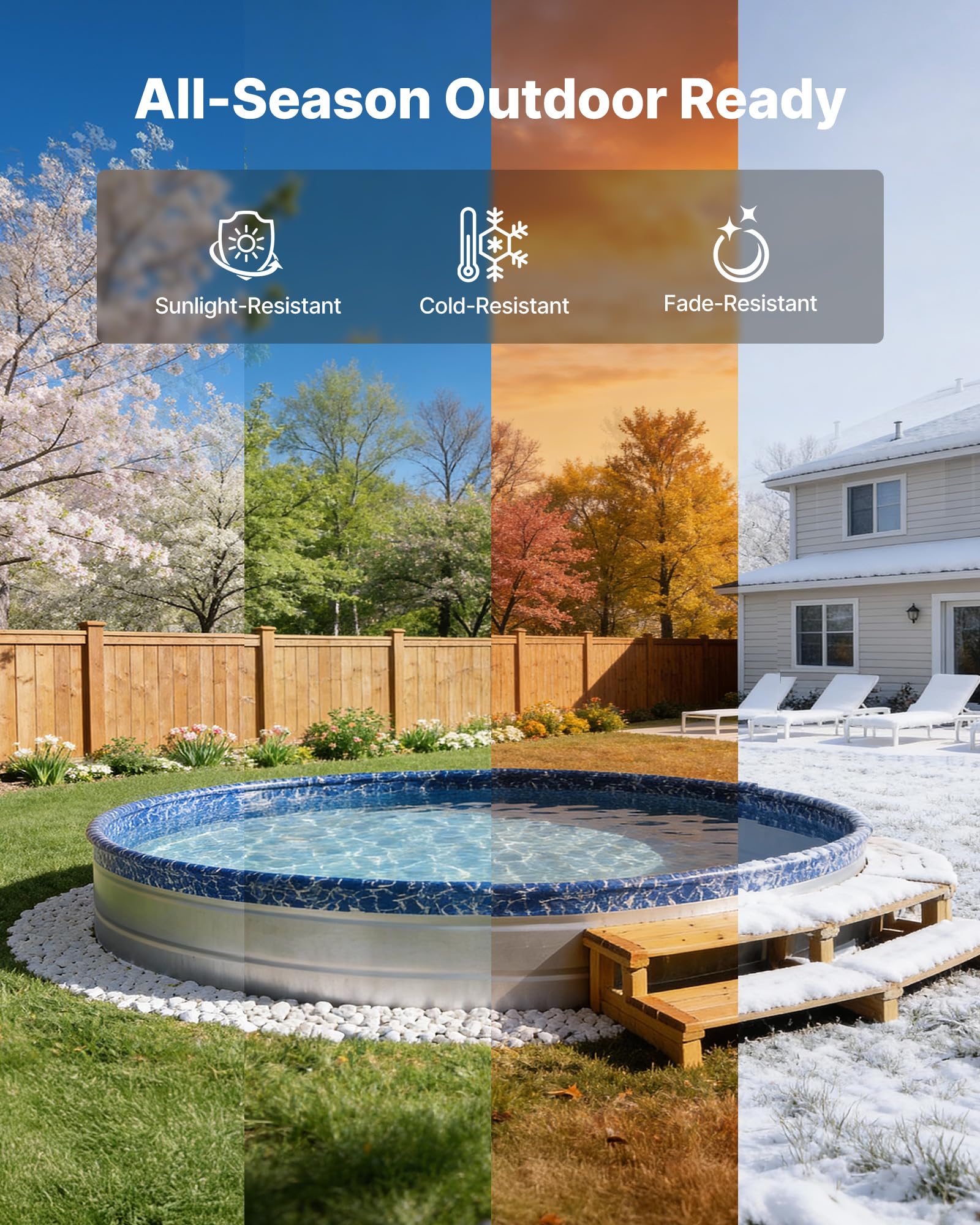 VEVOR liner with matte anti-slip backing stabilizes the pool surface when wet