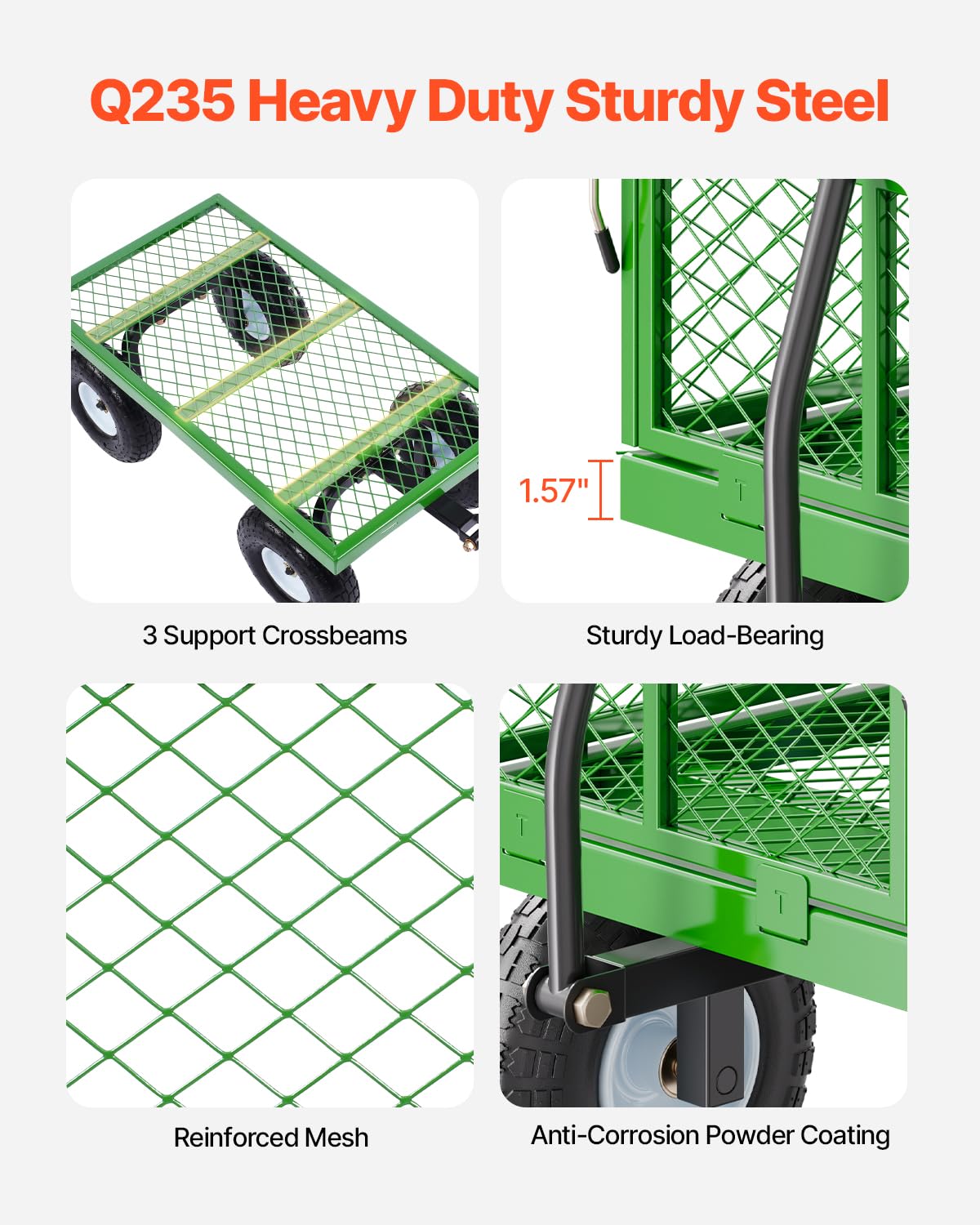 VEVOR 180-degree rotating handle enhances maneuverability in tight garden spaces
