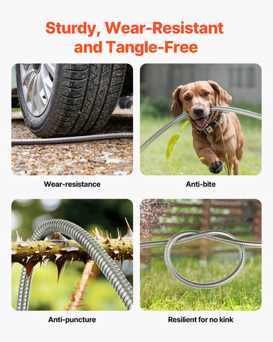VEVOR metal hose kink-free design prevents tangles during big yard tasks.