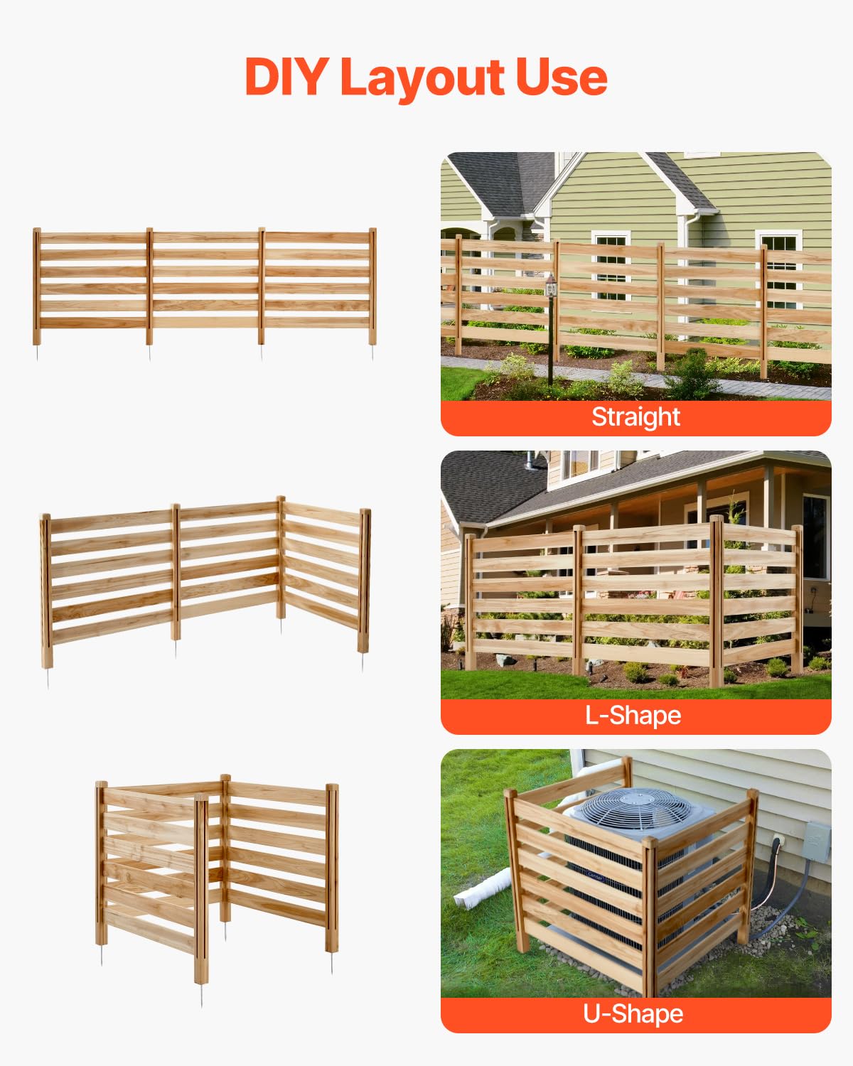 VEVOR metal stakes secure the fence to the ground for stable outdoor use