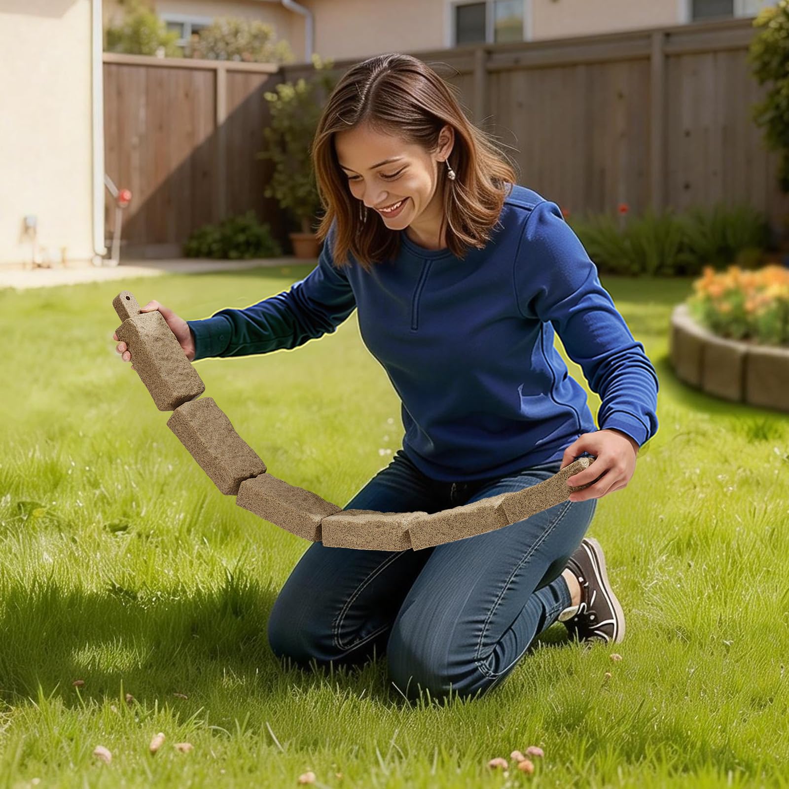 VEVOR modular edging supports straight lines and curves for custom layouts.