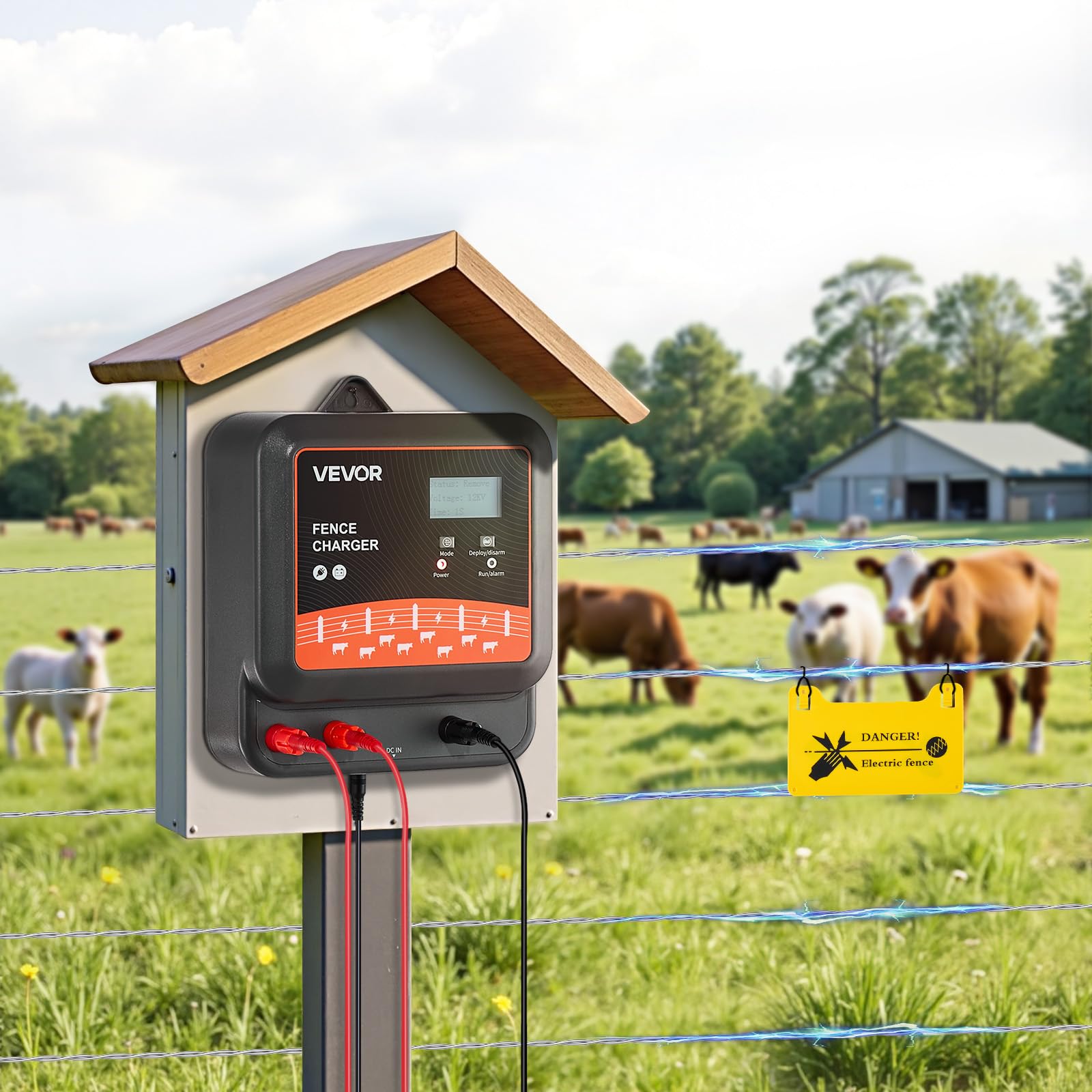VEVOR weather-tested charger image highlights -40°F to 131°F operation.