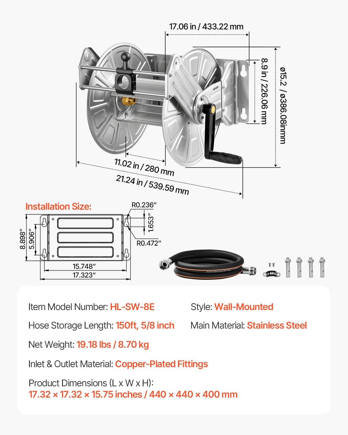VEVOR garden reel supports versatile outdoor tasks like watering plants or washing