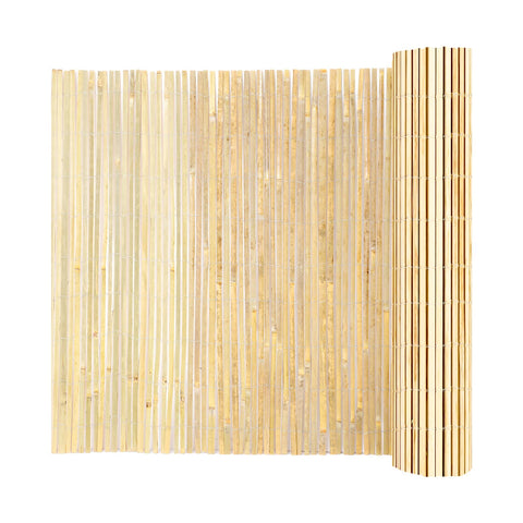 VEVOR natural bamboo fence screen closeup with eco-friendly texture and warm color