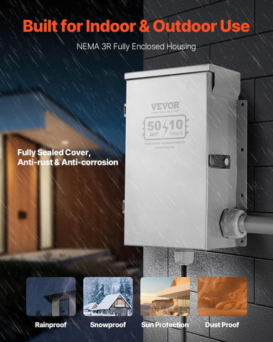 VEVOR NEMA 3R enclosure shields components from weather and dust.