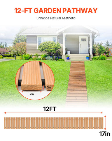 VEVOR non-slip cedar walkway, 17-inch width, ideal for wet surfaces.
