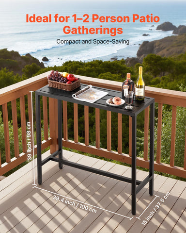 VEVOR outdoor bar table assembly steps illustrate simple 3-step setup