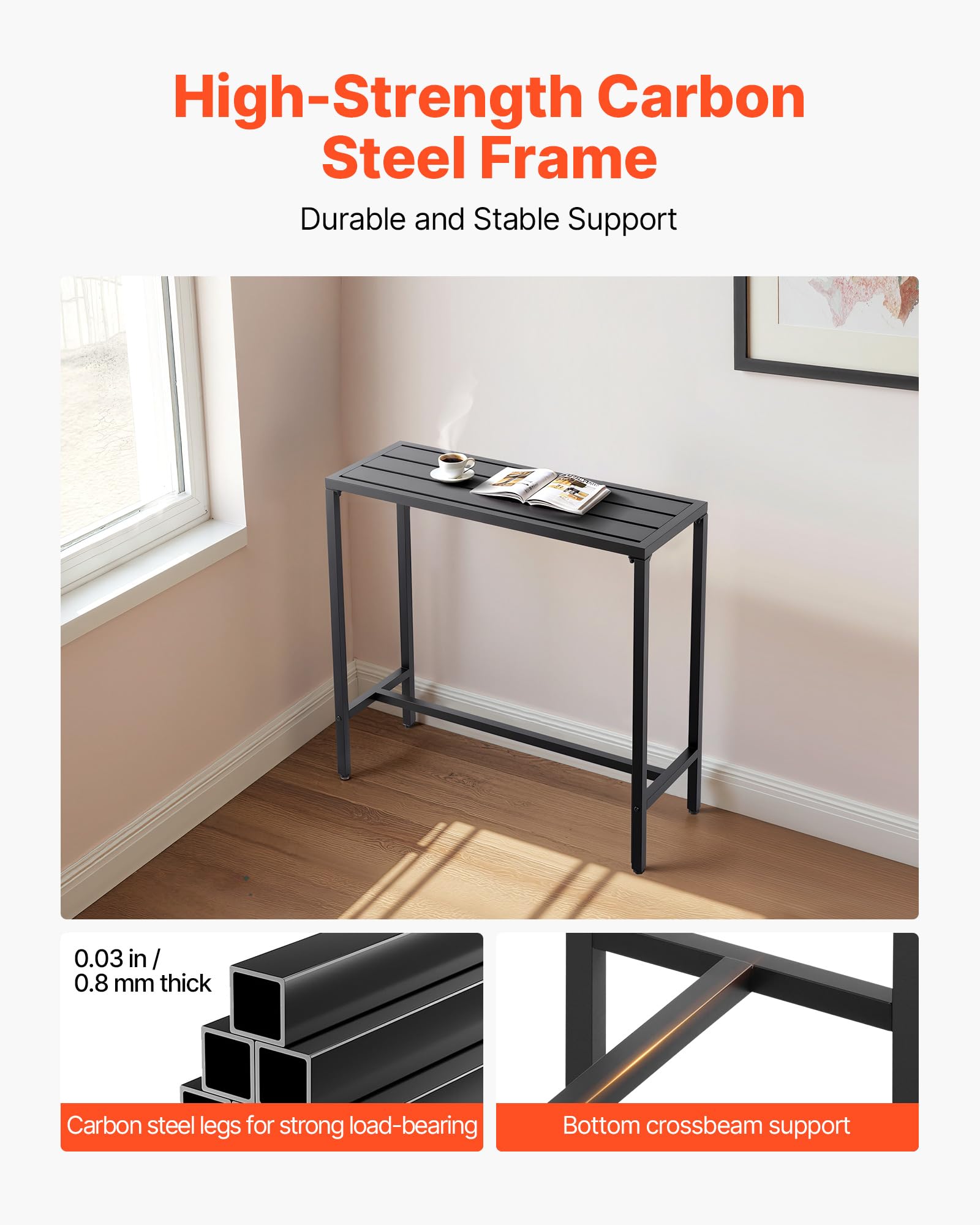 VEVOR sturdy metal frame provides stability for bottles and glasses