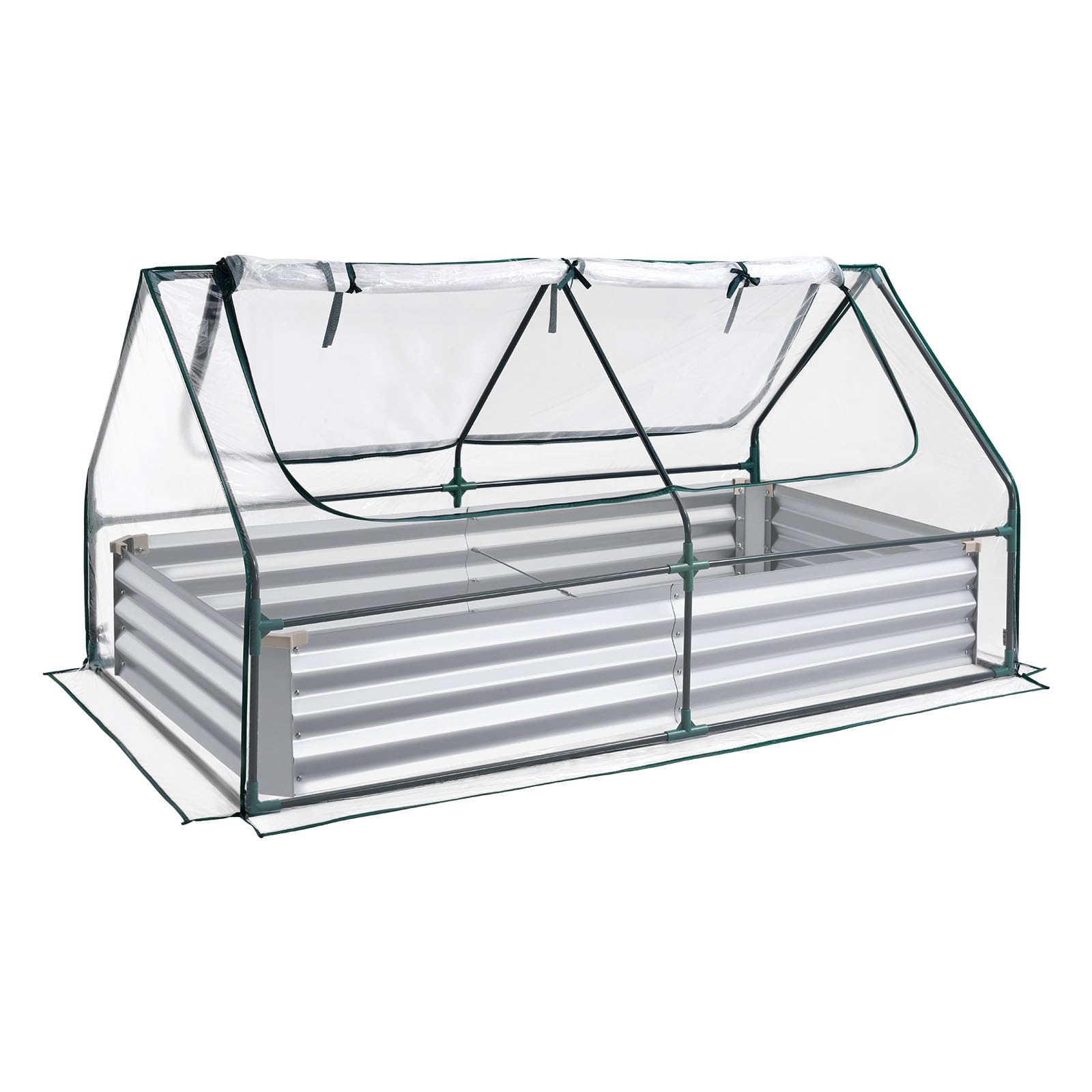 VEVOR outdoor garden bed in use with open and covered configurations.